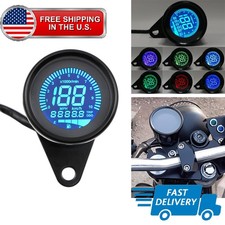 Lcd Digital 12v Universal Motorcycle Gauge Speedometer Tachometer Odometer Black