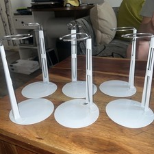 Adjustable White Metal Doll Stand Clamps x6 Display Stand Height 23cm Approx
