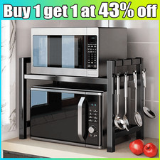 2 Tier Expandable Microwave oven Rack Stand Storage Holder Kitchen Corner Shelf