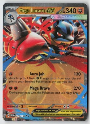 Mega Lucario ex - 077/132 - ME01: Mega Evolution Holo - PTCG