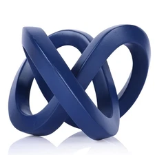 Blue Knot Decorative Sculpture, Blue Room Decor Aesthetics, Mobius Ring Statu...