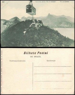 Postcard Rio de Janeiro Caminho Aereo Pão d' Assucar 1913