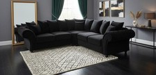 Brand New Verona 2C2 Corner Sofa – Black  Velvet – 240cm x 240cm Free Delivery.
