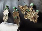Vintage Jade Jadeite Apple Imperial green art deco set earrings a pendant pin — photo 5