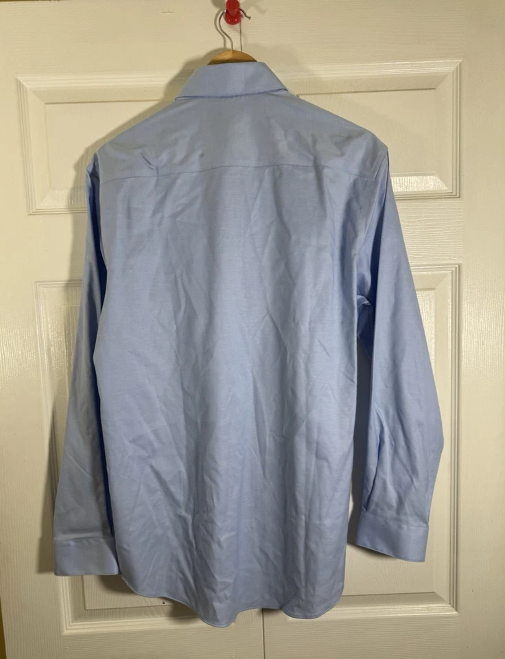 Camisa de vestir joseph abboud sin hierro ajustada talla 16 cuello cómodo azul Foto 3 de 4