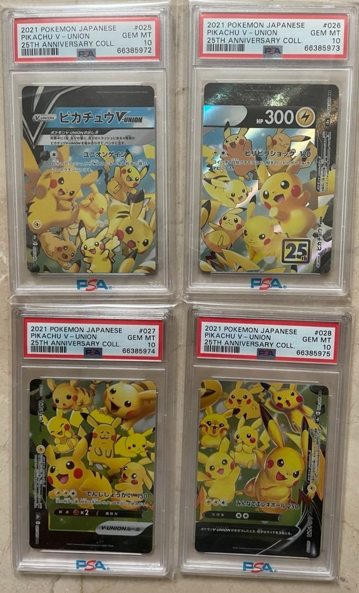 PSA 10 Sequential Set Pikachu V-UNION 25th Anniversary 4 Set Pokemon Card JP
