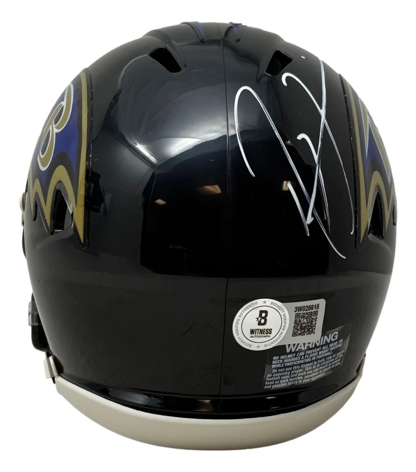 Ray Lewis Signed Baltimore Ravens Mini Speed Helmet BAS w/ Case - Image 2 of 2