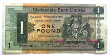 Circulated, 1 Pound Clydesdale Bank Limited, 1st October 1968, C/P 092809