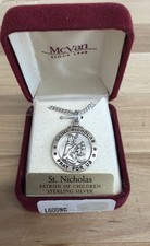 McVan St. Nicholas Sterling Silver Medal Necklace Patron of Children With Box