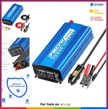 Power Inverter 750W 12V DC to 110V AC 2 Outlets USB Port for Camping Car