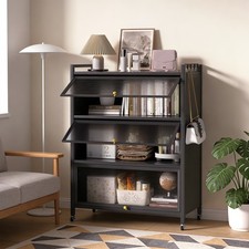 Küchenregal 4-stufige Standregal Mikrowelle Bäcker Küchenschrank mit Türen Rolle