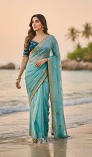 ReadyMade Blouse Silk Saree New Heavy Wear for Indian Party
