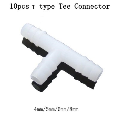 T-Hose Fittings Plastic Material Reducer Joint White 4-8mm Adapter Air Pump