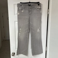 Metro Style Women’s Jeans  Grey Distressed Size 12