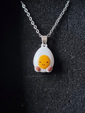 Jellycat Amuseables Happy Boiled Egg 3D Metal Enamelled Pendant Silver Necklace