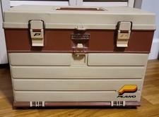 Vintage Plano 757 Vintage Tackle Box Tan Brown 4 Drawer Fishing Storage