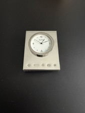 Carr’s Solid Silver & Mahogany Easel Desk Clock Millennium Edition Boxed 2000