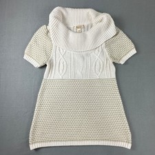 Decree Sweater Dress XL Cream Cowl Neck Chunky Knit Short Sleeve