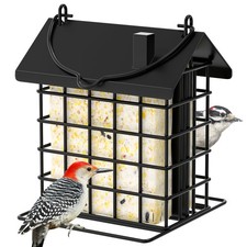 Gbekery All-Metal Double Suet Bird Feeder for Outdoors Hanging, Black