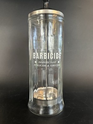 Barbicide Disinfectant Glass Jar King Research Inc Lg 11.5'' tall, Vintage Barber