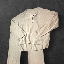 Unbranded Women  s Loungewear Set Top and Bottom Beige Pajamas Comfy Warm Size XL