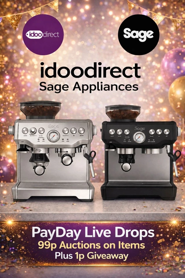 idoodirect's Sage Coffee Machine Payday Live - Penny Drop - 99p Auctions