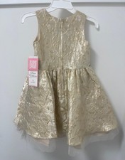 Rare Editions Girls Gold Floral Brocade Dress Size 6X Pearl Holiday NWT