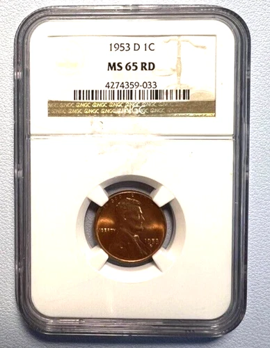 1953-D LINCOLN WHEAT PENNY NGC MS65 RD - DEEP RED LUSTER!