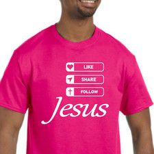 Like Share Follow Jesus T-Shirt NEW Pick your color size Christ Christian