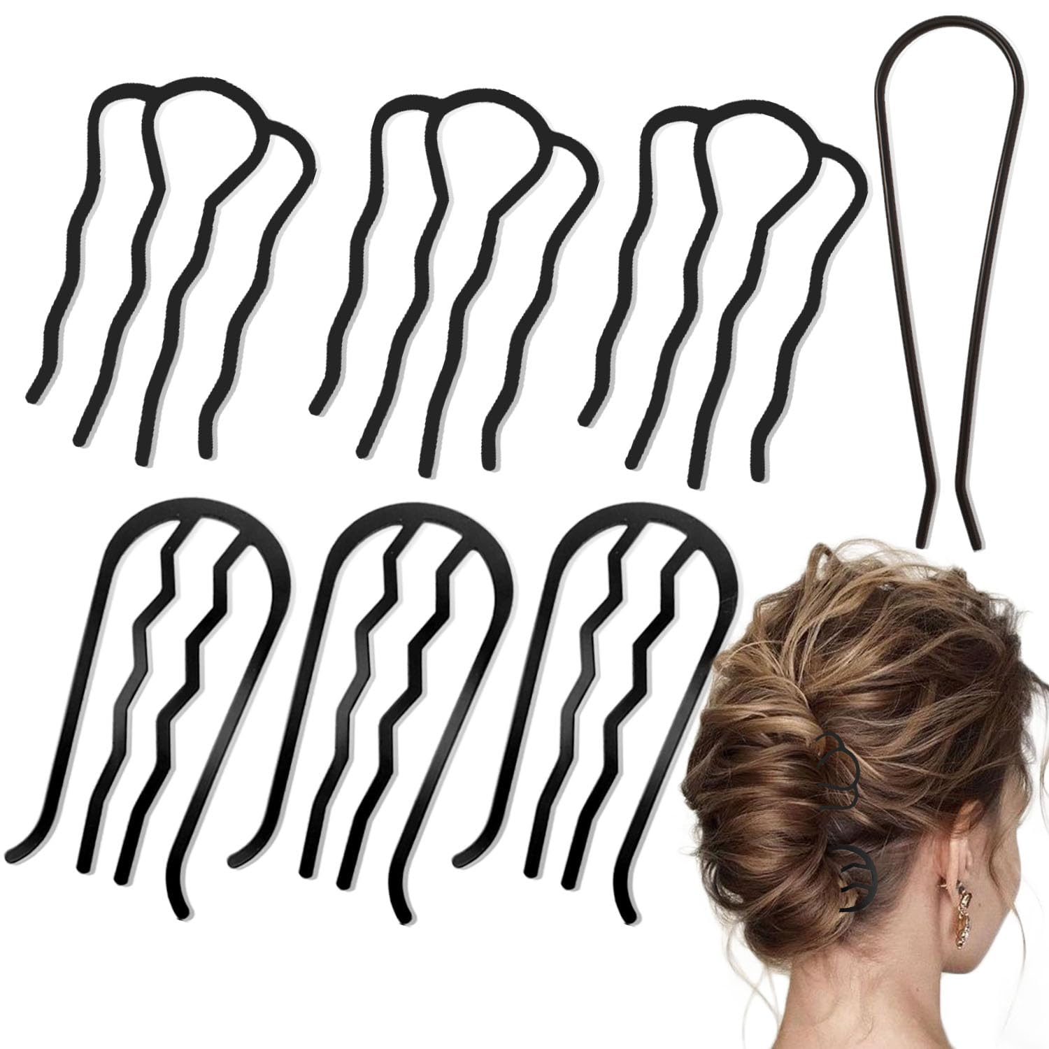7-Piece Metal Hair Combs for Updos Buns & Styling