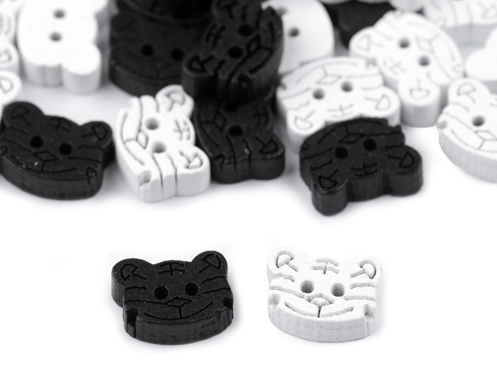 100 Stück Holzknöpfe Bunt Bedruckt - Katzen Motive Für DIY Projekte