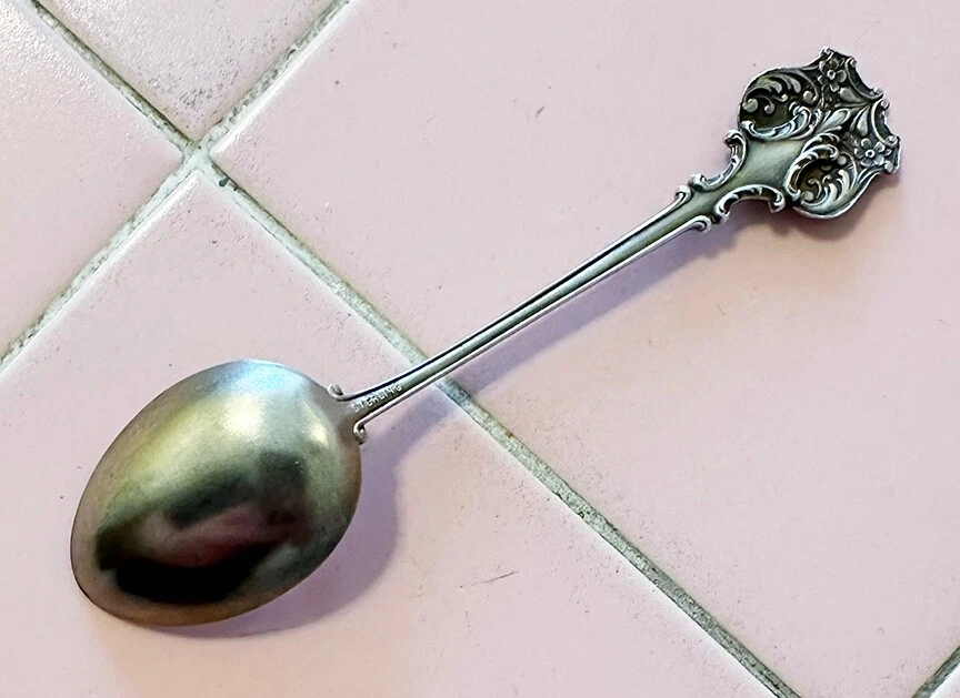 Cuchara de recuerdo de plata esterlina vintage esmalte lavado en oro del estado de Illinois Foto 3 de 4