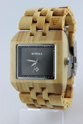 Bewell Holzuhr Herrenuhr Ahorn Natur Top Geschenk Armbanduhr Tracht mit Box