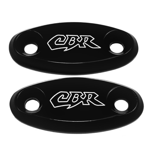 2000-2001 Honda CBR 900 RR 929 Mirror Block Off Base Plates Logo Engraved Black - Picture 2 of 8