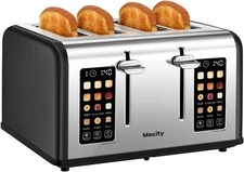 Mecity Stainless Steel 4 Slice Smart Toaster Touch Screen Control 4 Wide Slot