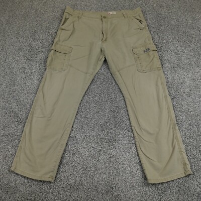 Wrangler Pants Mens 42x32 Brown Tan Beige Cargo Utility Relaxed
