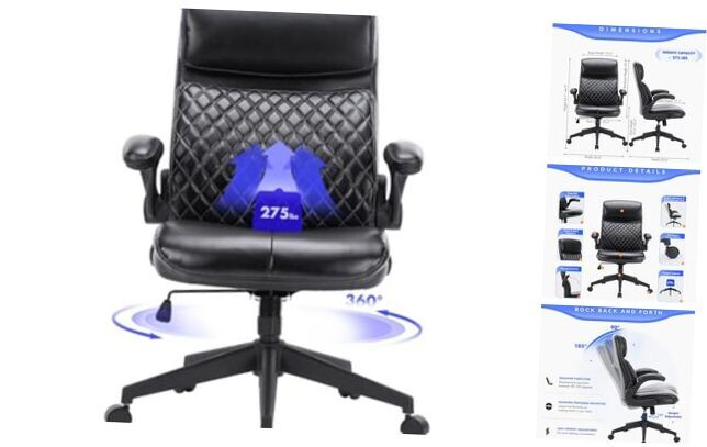 Office Chair, Ergonomic Computer Desk Chair, Executive Leather 5133-black