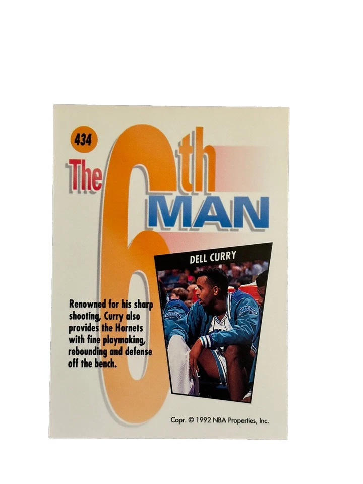 Excellent: Vintage 1991-92 SkyBox Dell Curry Charlotte Hornets Trading Card - Image 2 of 2