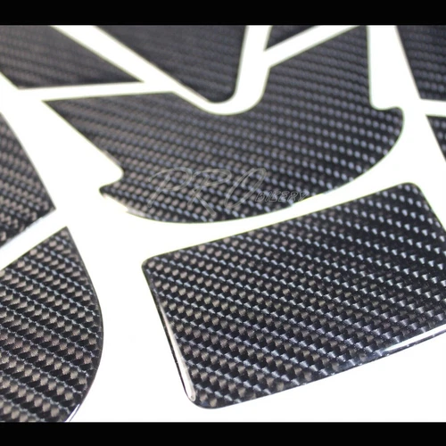 Real Carbon Fiber Tank Pad+8"Logo Decal+Emblem Sticker for Ninja ZXR Chrome Gold - Foto 8 di 9