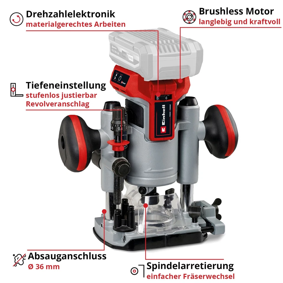 Einhell Power X-Change Akku-Oberfräse TP-RO 18 Li BL - Solo - Bild 3 von 4