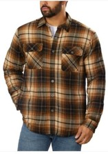 Grizzly Mountain Men's Flannel Shirt Jacket, Color: Brown, Size: XX-Large