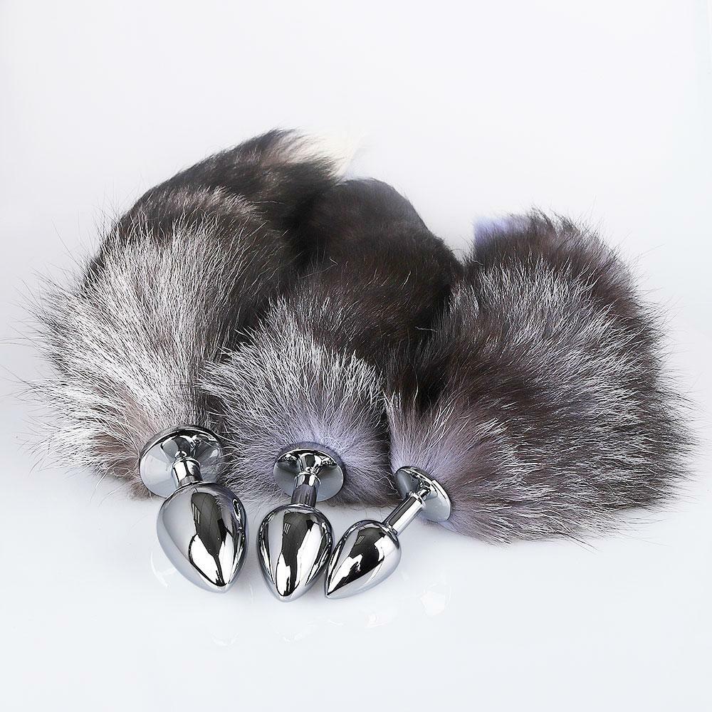 BDSM Fox Tail Anal Plug Stainless Steel Butt Plug Furry Tail Cosplay ...