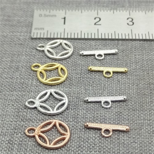 5 Sets 925 Sterling Silver Circle Toggle Clasps for Bracelet Necklace 8mm 10mm - Picture 2 of 23