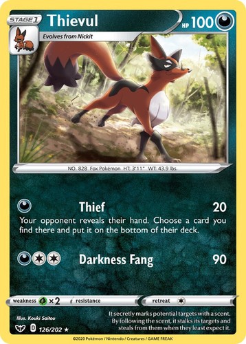 Thievul 126/202 Rare Sword & Shield Base Pokemon TCG