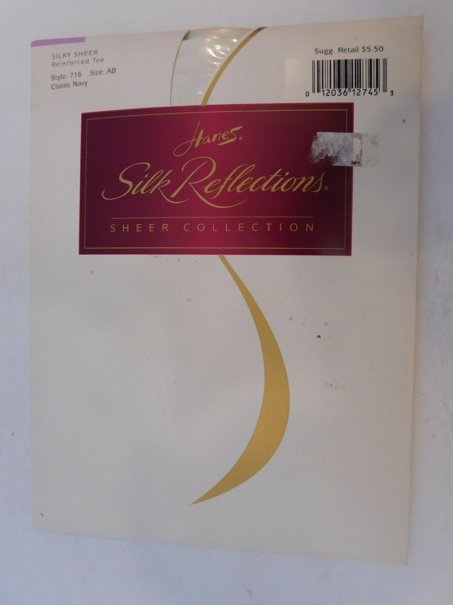 New! Hanes Silk Reflections Pantyhose Size AB Color: Navy