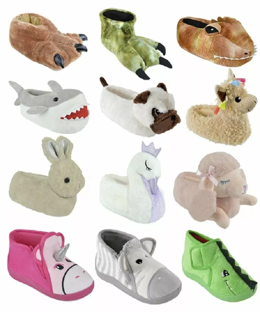 Kids Novelty Slippers 3D Soft Comfy Character Animal Unicorn House