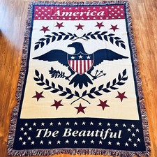 America The Beautiful Afghan Blanket Cotton 50”x65” Made In USA Riddle&Cockrell