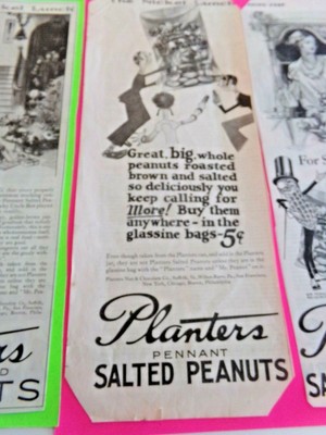 Vintage ''Planters Peanuts'' Print Advertising, Christmas, 1920-1930's (4) Ads