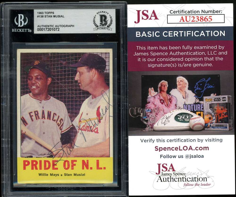 Stan Musial Beckett BAS JSA COA Signed 1963 Topps Autograph