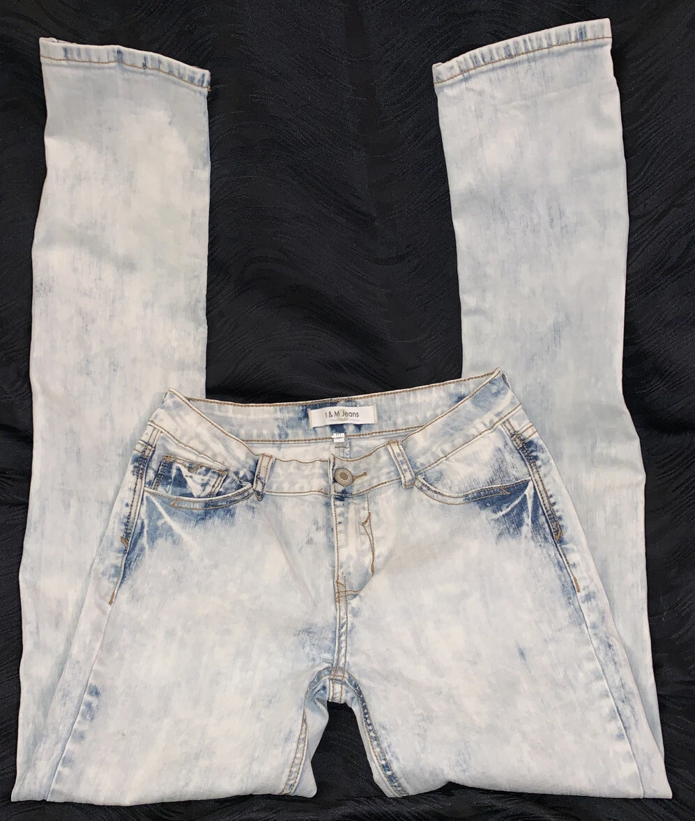 I M Premium Washed Jeans Size 7 Skinny Stretch Jeans Light Acid Wash Excellent